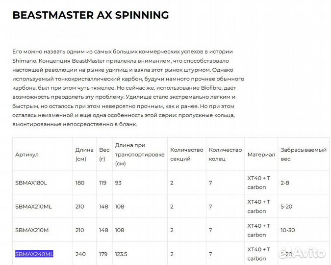 Продам спиннинг shimano beastmaster