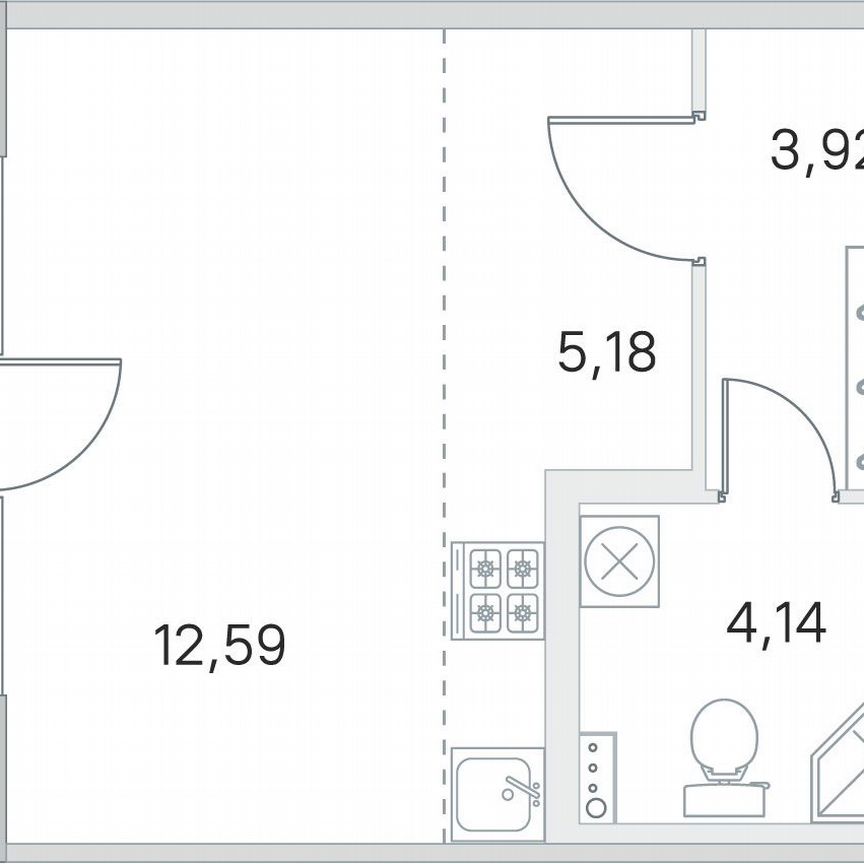 Квартира-студия, 28,8 м², 1/4 эт.