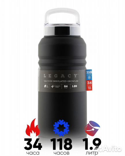 Термос из нерж. cтали 1,9л igloo Legacy black