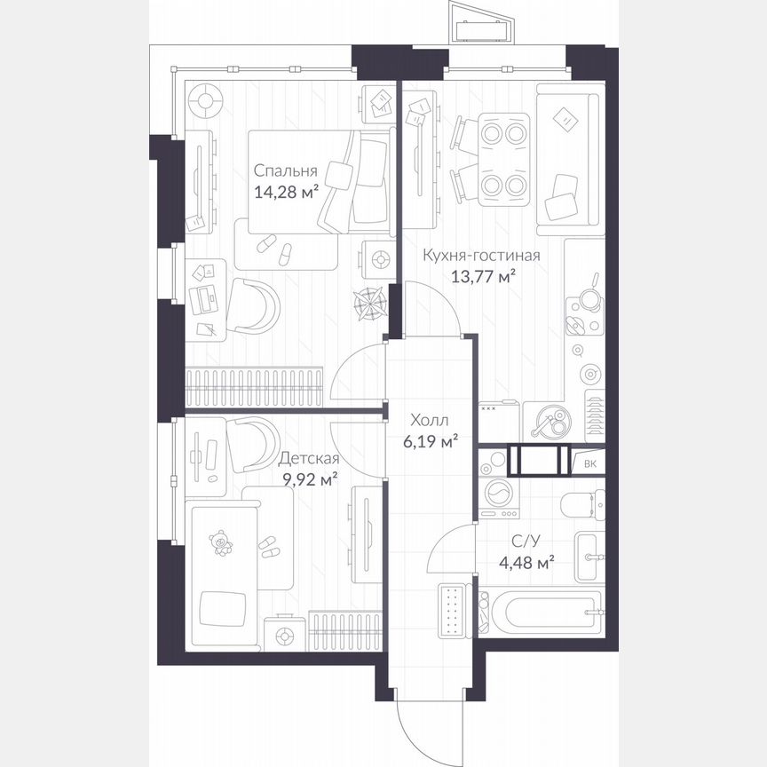 2-к. квартира, 48,6 м², 4/11 эт.