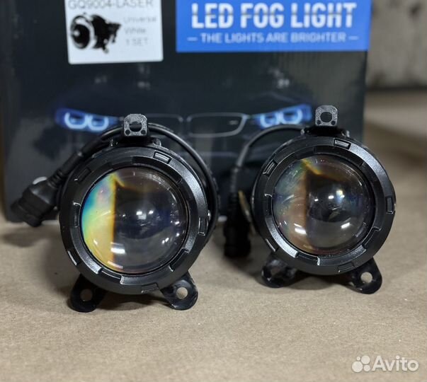 Противотуманные фары LED линза Лада Приора жел/бел