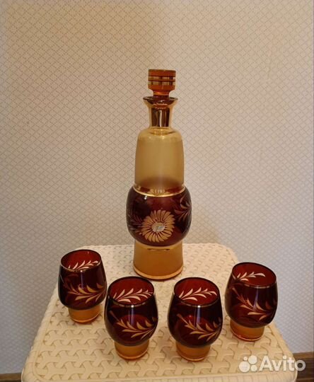 Графин и 4 стопки Богемия
