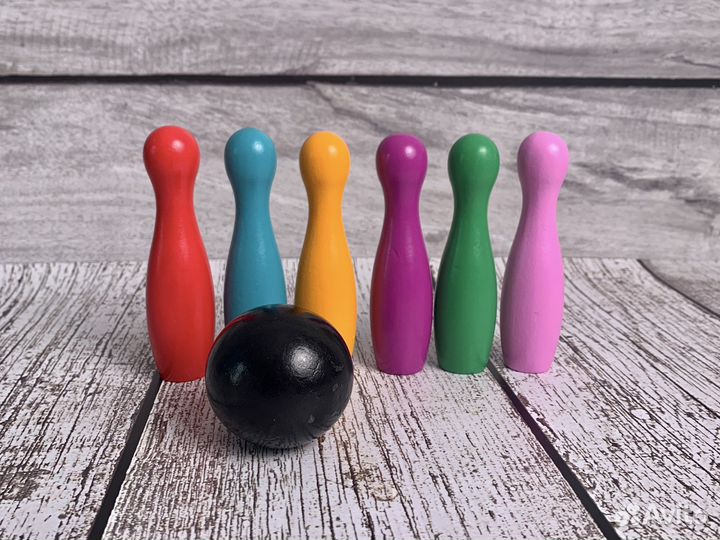 Мини боулинг деревянный кегли и шар
