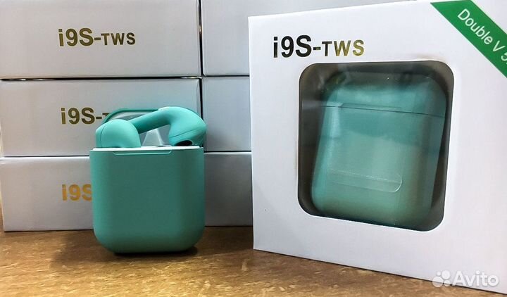 Наушники беспроводные i9s бирюзовые
