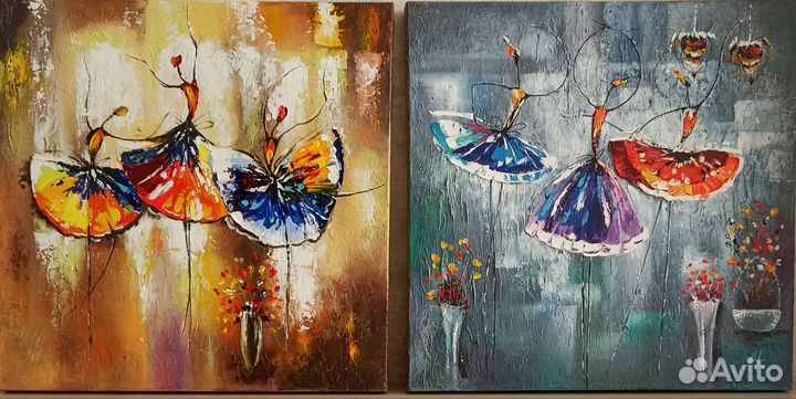 Картина маслом на холсте балерины танец