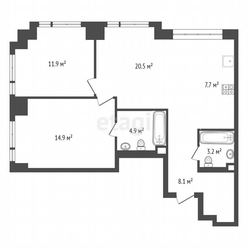3-к. квартира, 71 м², 27/54 эт.