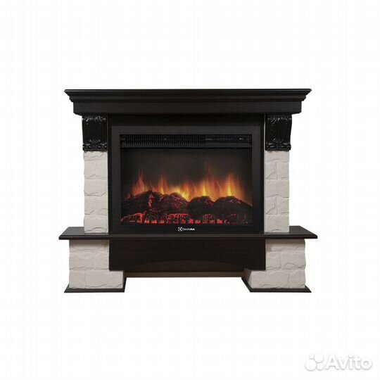 Портал Firelight Forte 30S камень белый, шпон темн