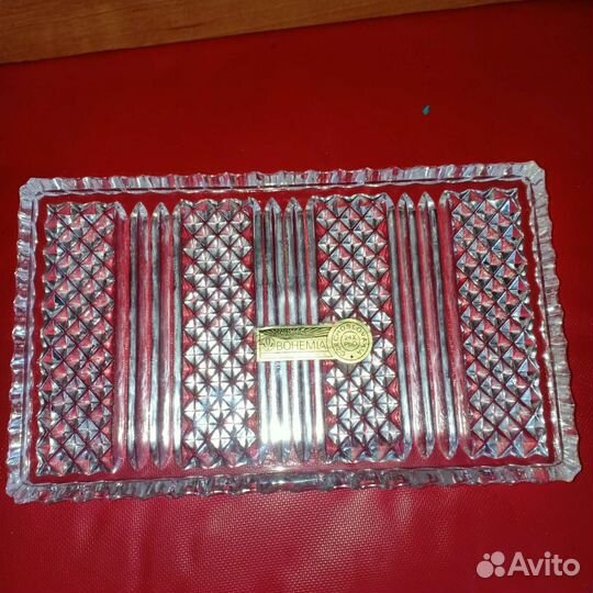 Хрустальный поднос богемия