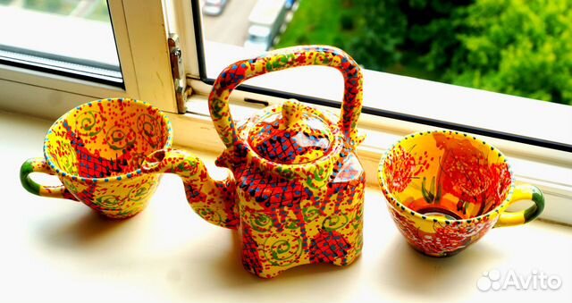 Чайник глиняный новый,ручной работы