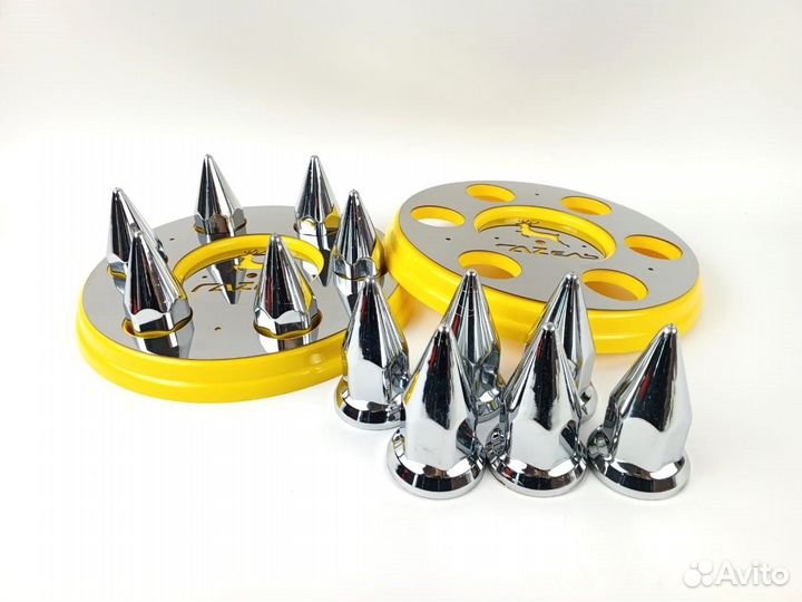 Колпаки Газель нержавейка жёлтые хром к-т 2 шт