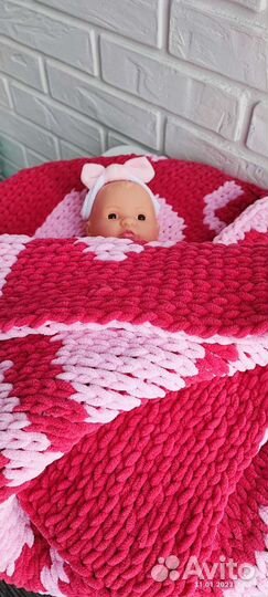 Детский двусторонний плед на заказ из Alize puffy