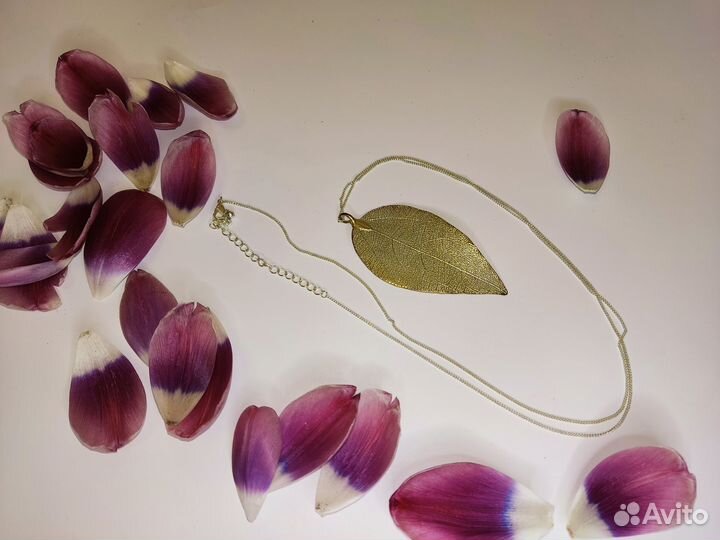 Длинное колье-листок новое