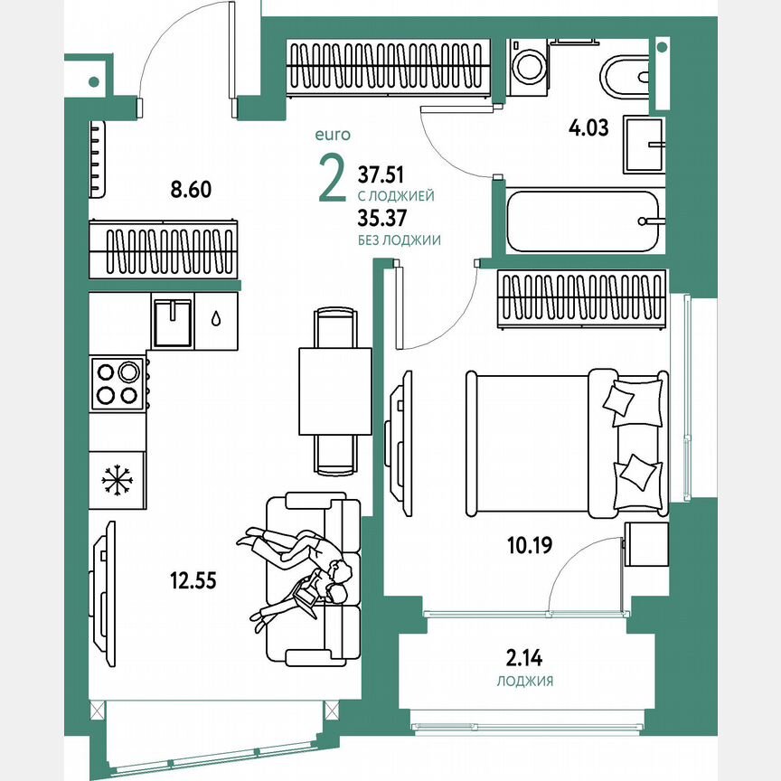 1-к. квартира, 36,4 м², 16/23 эт.