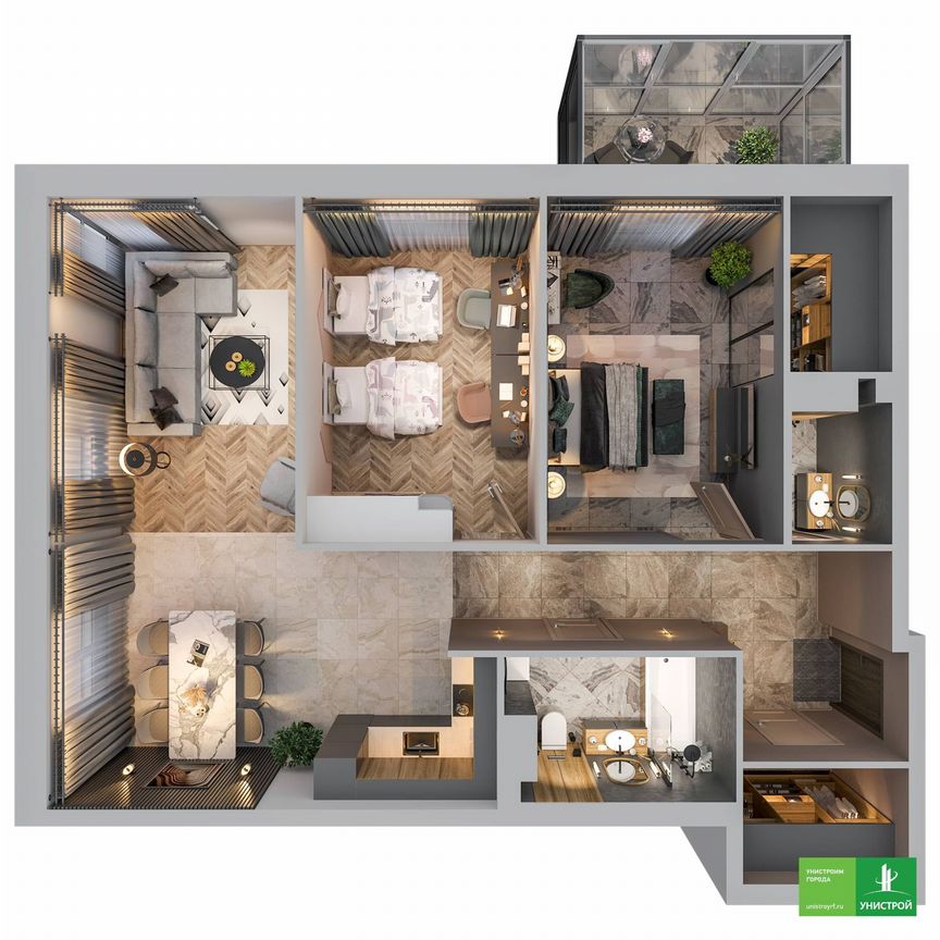 2-к. квартира, 75,1 м², 2/5 эт.