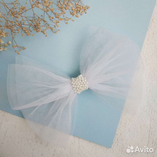 Белый бант (заколка-автомат)