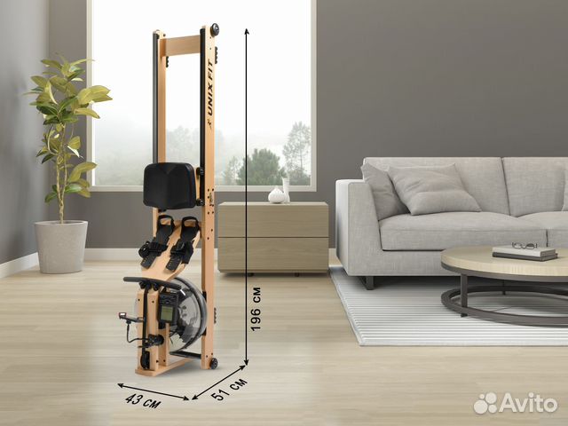 Гребной тренажер unixfit Wood Rower Light Дисконт