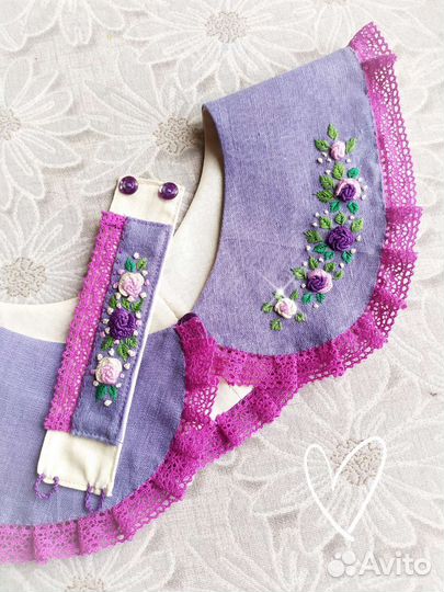 Воротник съемный текстильный с кружевом