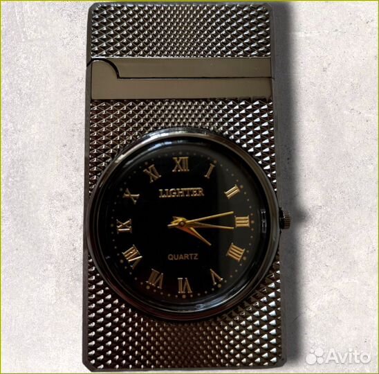 Подарочная газовая оникс (2) зажигалка с часами