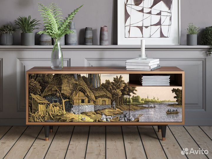 Тв-тумба T7 - Орех - Mill along a River