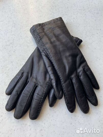 Перчатки женские кожаные зимние