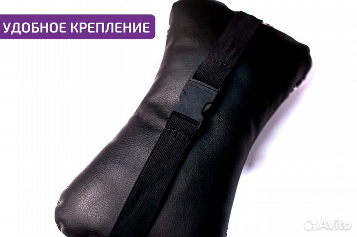 Подушка автомобильная черная из эко кожи