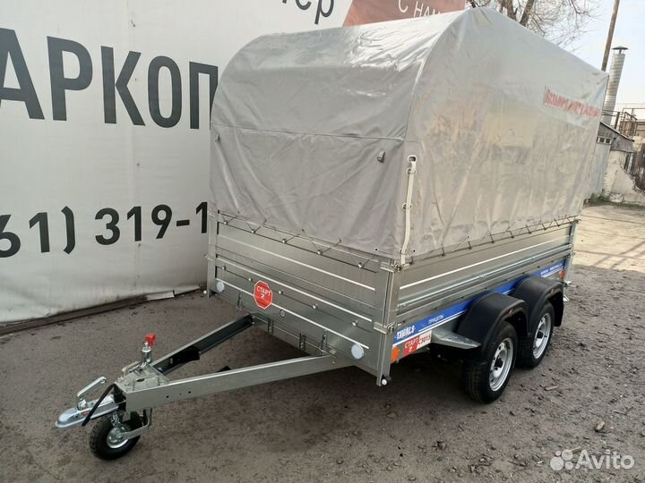 Двухосный прицеп с доп бортами и тентом