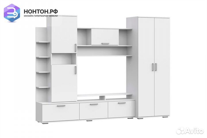 Стенка Денвер белый текстурный