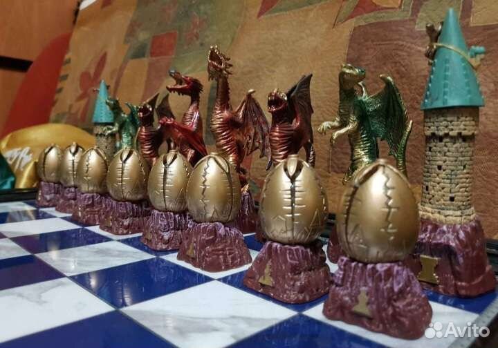 Шахматы Драконы Гарри Поттер со столиком