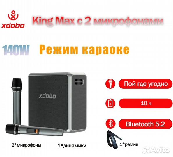 Колонка Xiaomi Xdobo King Max 140W + 2 Микрофона