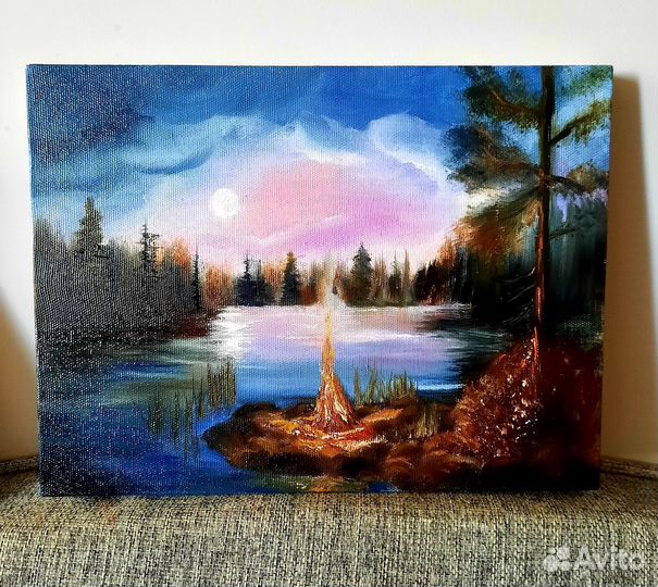 Картина маслом на холсте лесной пейзаж