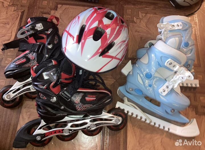 Ролики, коньки, шлем, зашита