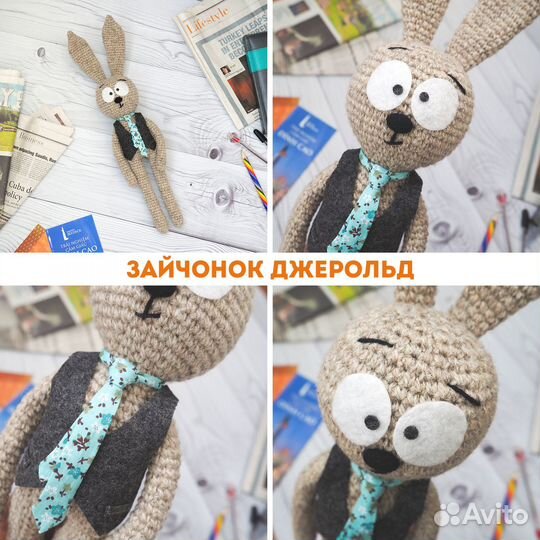Зайки вязаные ручной работы, символ 2023 года