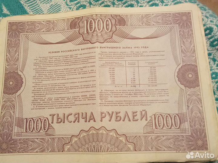 Облигации 1992 г