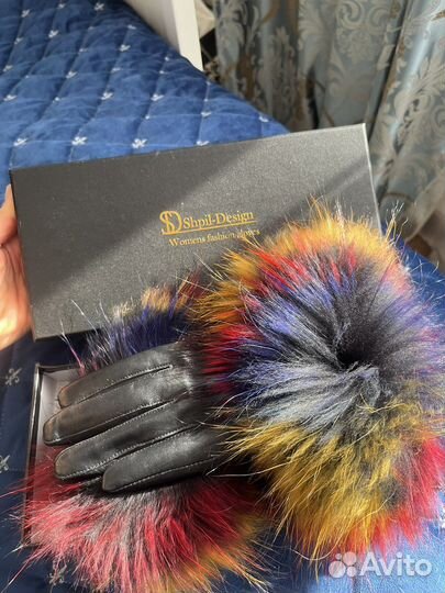 Перчатки кожаные с натуральным мехом