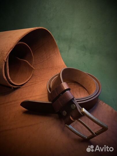 Ремень мужской кожаный ручной работы из кожи быка