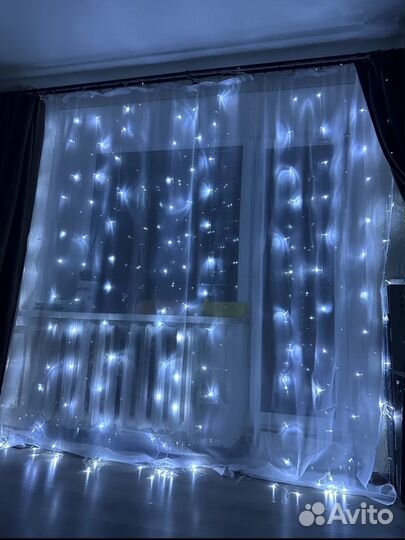 Гирлянда штора 3 на 2 белый холодный цвет