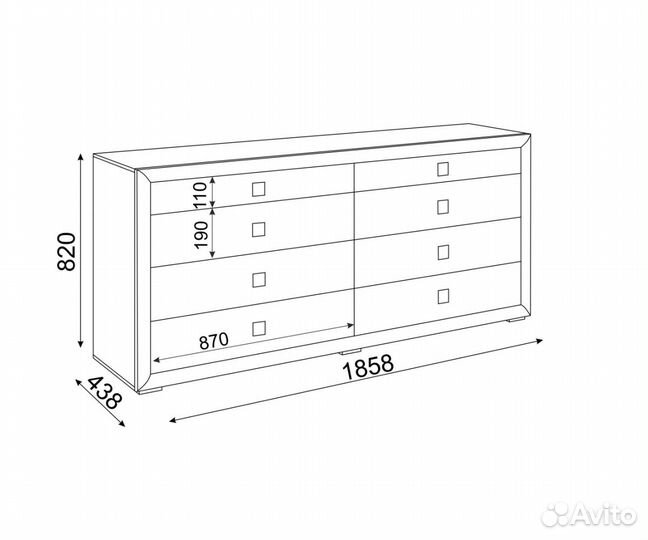 Комод с 6 ящиками Глэдис М27 Дуб крафт