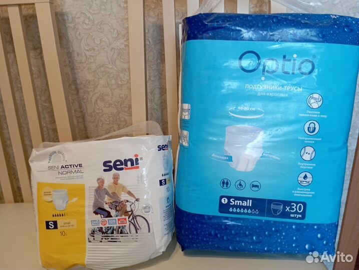 Подгузники-трусы для взрослых Seni и Optio,разм. S