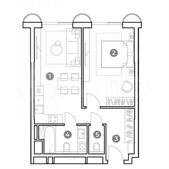 2-к. апартаменты, 50,4 м², 2/29 эт.