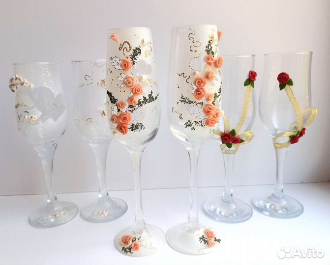 Свадебные бокалы ручной работы