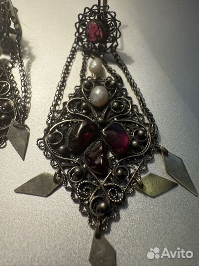 Серьги серебро скань авторские СССР