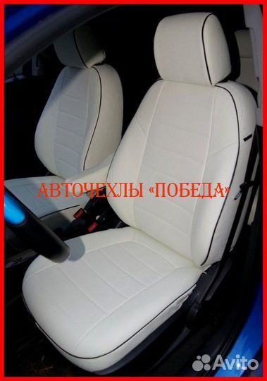 Чехлы Chevrolet Aveo T300 из экокожи белые Класс