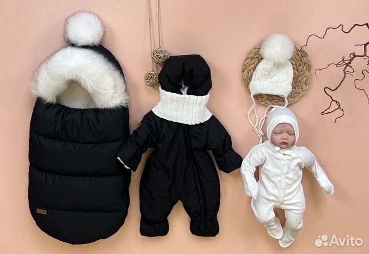 Конверт на выписку и в коляску зимний на овчине