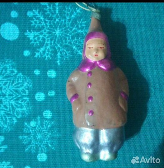 Елочная игрушка СССР мальчик в пальто(гимназист)