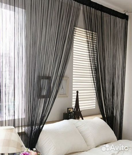 Нитяные шторы (кисея ) чёрная