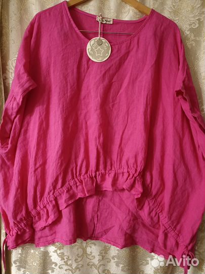 Блузка женская лён оверсайз