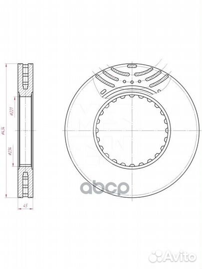 Диск тормозной передний 434/220x45 вентилируемый