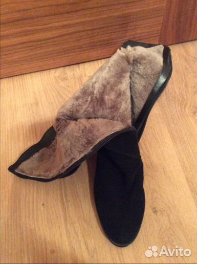 Новые, черные замшевые зимние сапоги, 39р