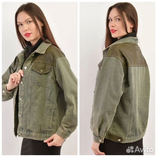 Джинсовая куртка с кожаными вставками новая 50-56р