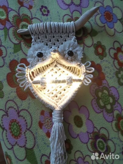 Макраме Совенок с гирляндой